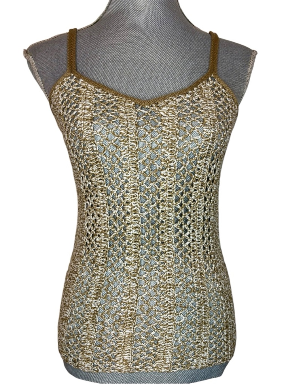Vintage Worth Open Knit Crochet Cotton Tank Top
